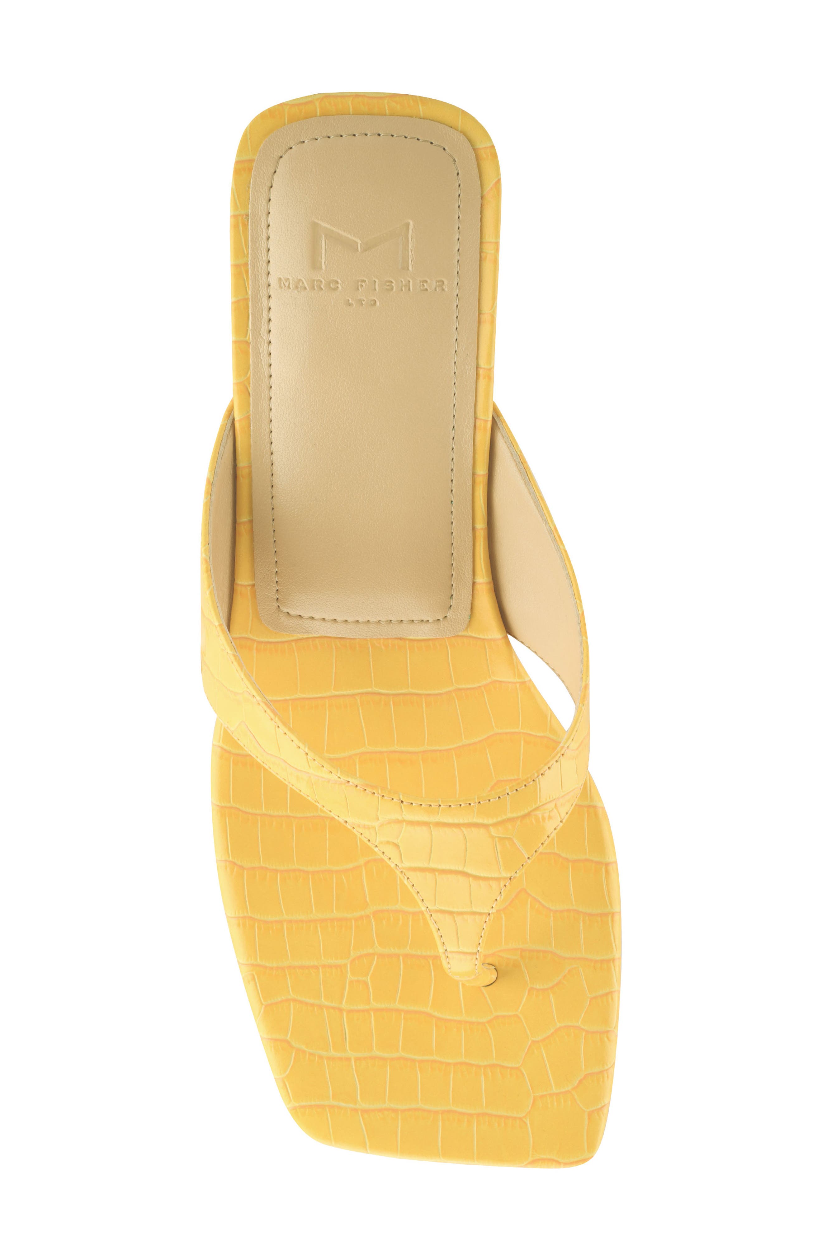 MARC FISHER Faren Kitten Heel Flip Flop, Alternate, color, YELLOW LEATHER