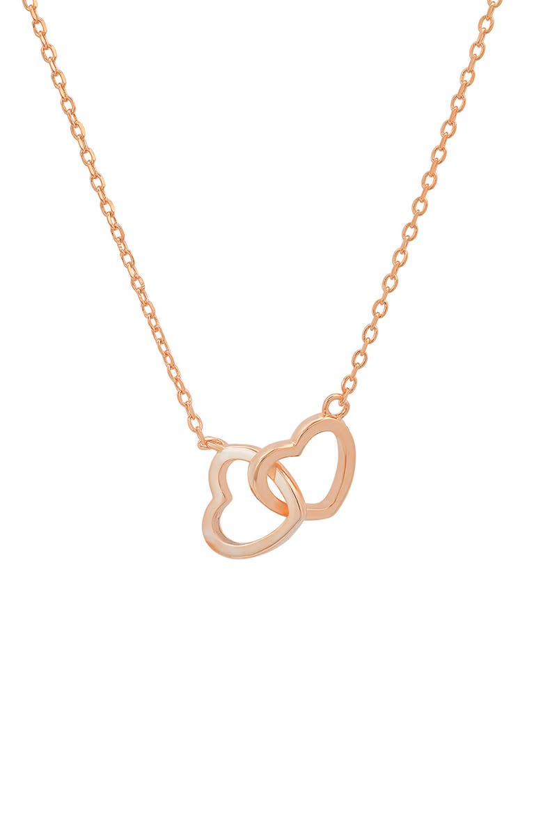 Sterling Silver Interlocking Heart Pendant Necklace, Main, color, ROSE GOLD
