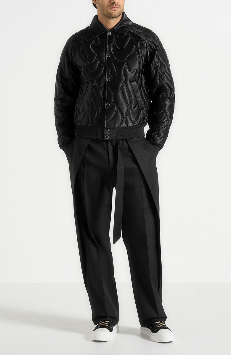 Manière De Voir Ugo Satin Embroidered Jacket, Alternate, color, Black