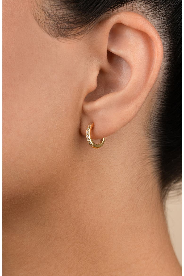 Thin Cubic Zirconia Hoop Earrings, Alternate, color, GOLD