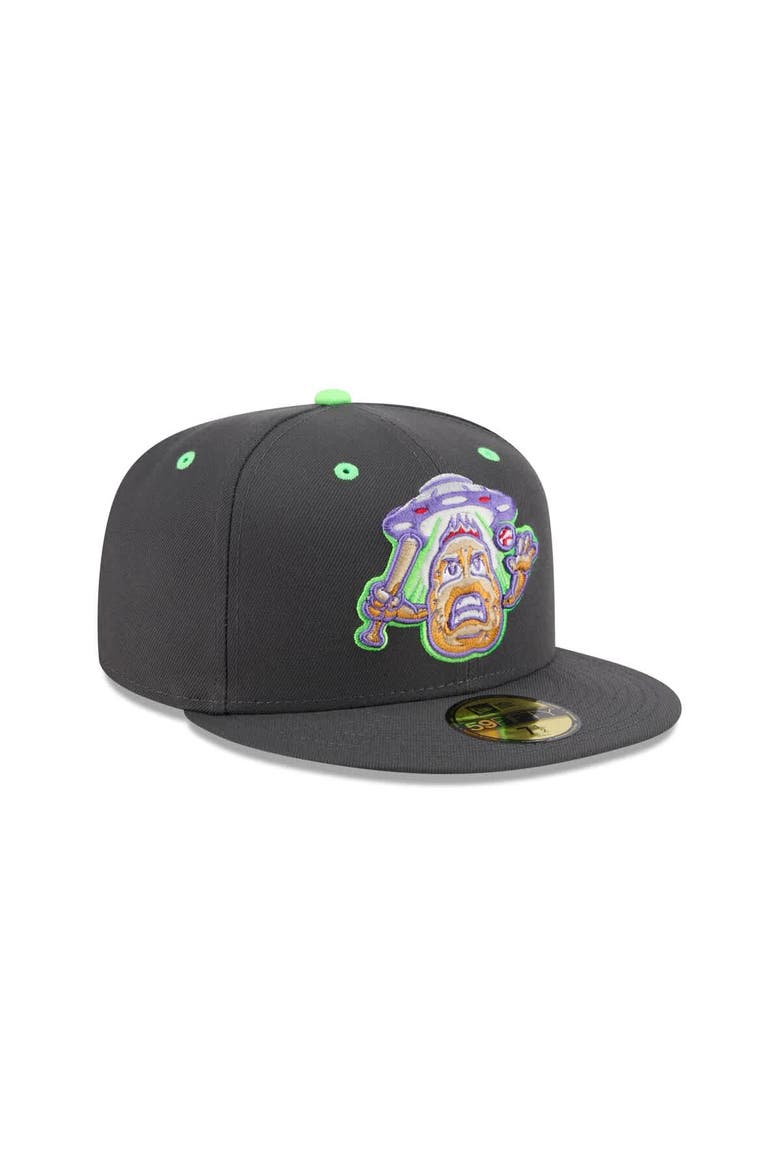 Men's New Era  Charcoal New Hampshire Fisher Cats Theme Nights 59FIFTY Fitted Hat, Alternate, color, Charcoal