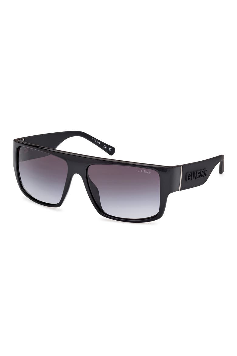 Rectangular Sunglasses, Alternate, color, SHINY BLACK / GRADIENT SMOKE