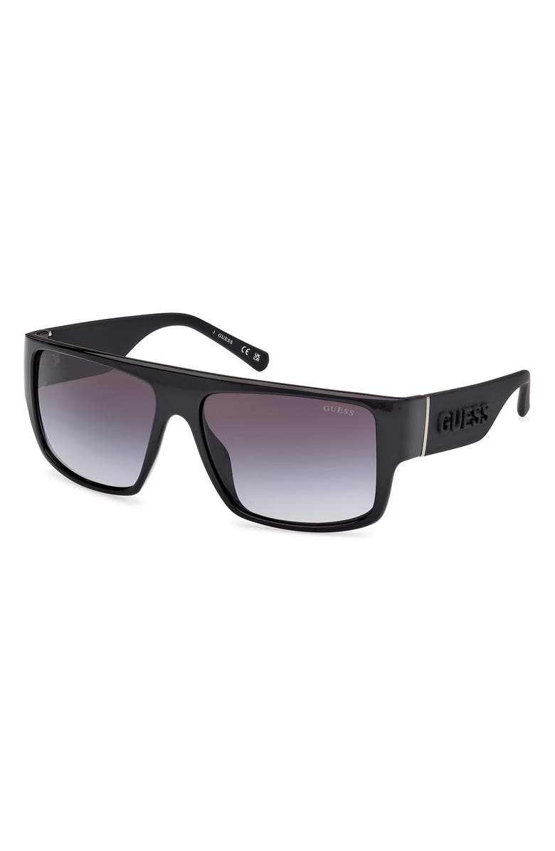 GUESS Rectangular Sunglasses, Alternate, color, Shiny Black / Gradient Smoke