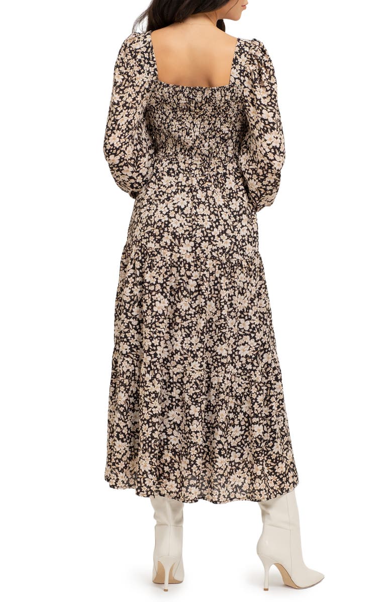 AUGUST SKY Floral Smocked Long Sleeve Maxi Dress, Alternate, color,