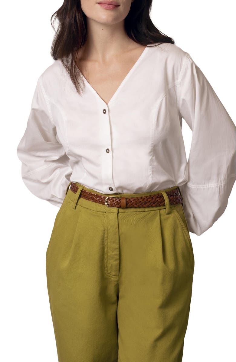 Celtic & Co. V-Neck Button Blouse, Alternate, color, Chalk