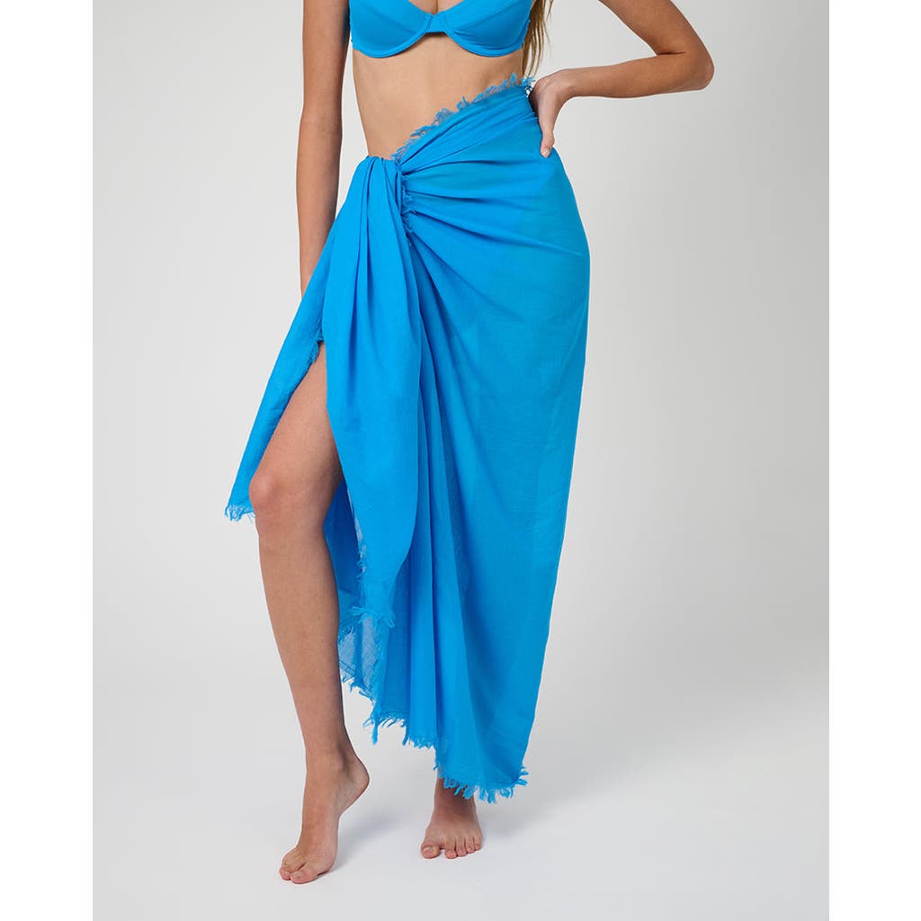 Weworewhat Raw Edge Maxi Sarong In Turquoise