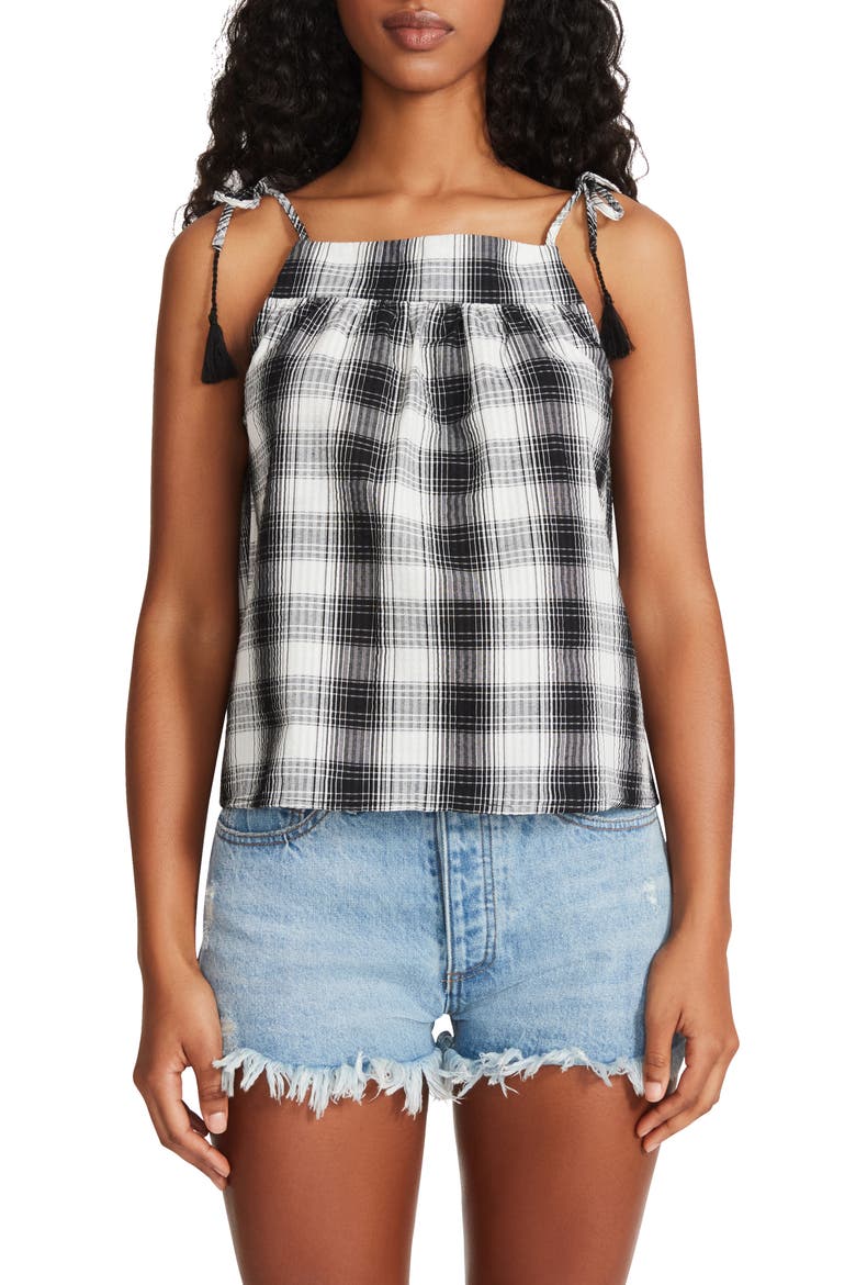 The Plaid Out Tank, Main, color, BLACK