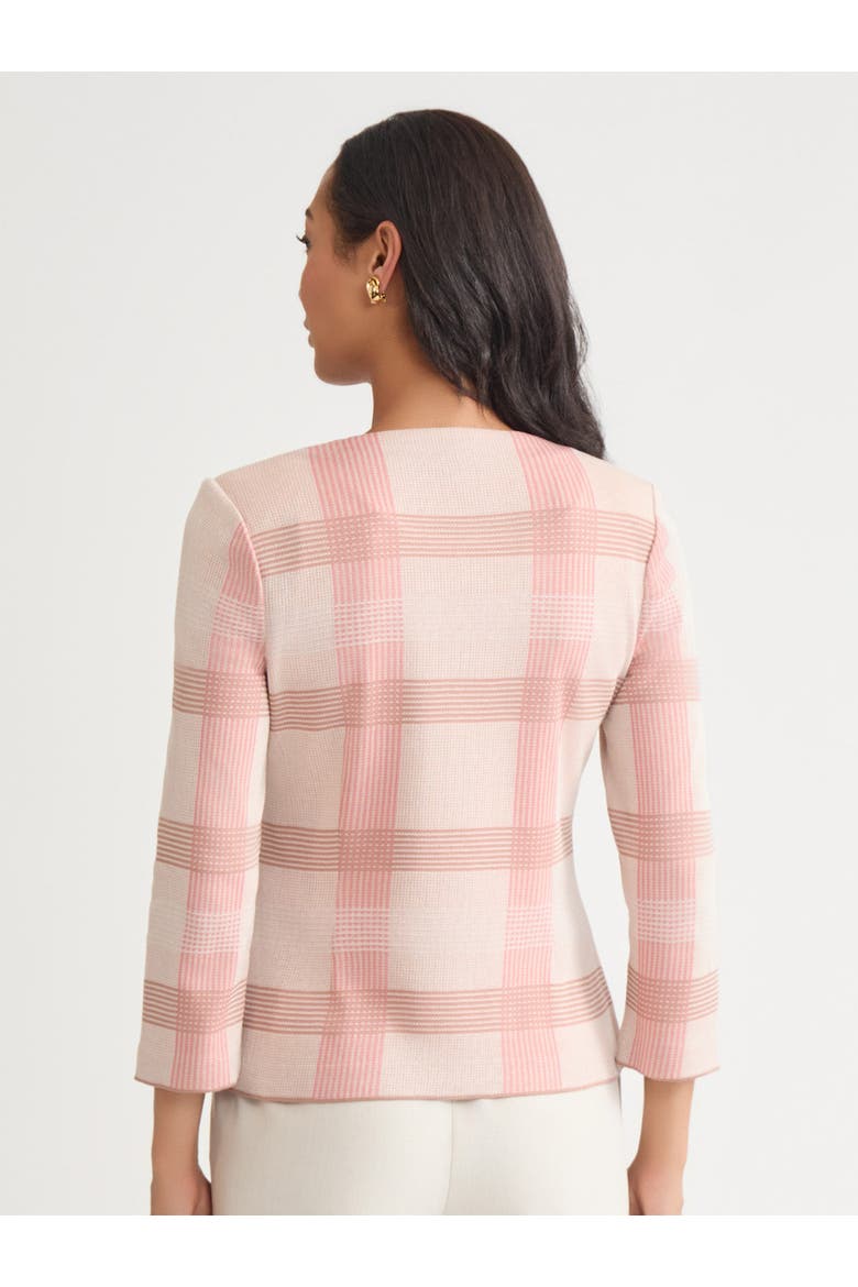 Tailored Multi Color Plaid Knit Jacket, Alternate, color, Honey Suckle/Biscotti