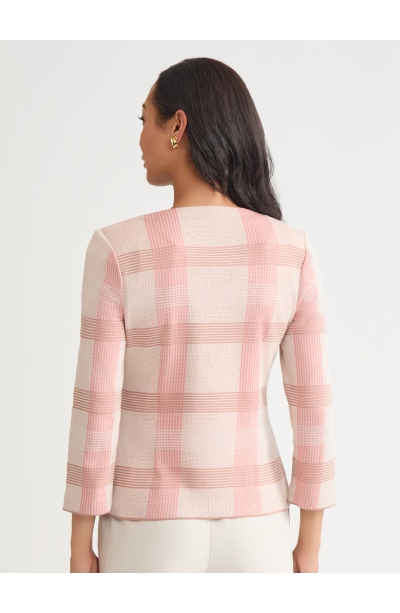 Misook Tailored Multi-Color Plaid Knit Jacket, Alternate, color, Honey Suckle/Biscotti
