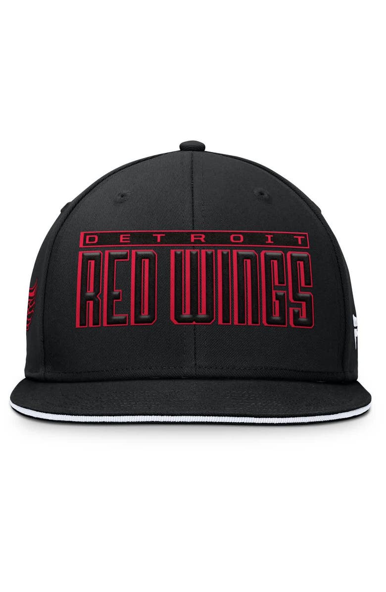 FANATICS Men's Fanatics Black Detroit Red Wings Fundamental Gino Stack Snapback Hat, Alternate, color, Black