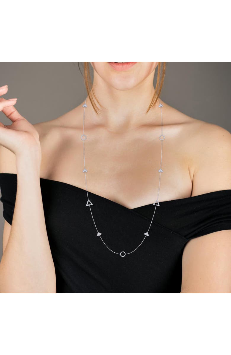 LuvMyJewelry Avani Skyline Geometric Layered Sterling Silver Diamond Necklace, Alternate, color, Silver