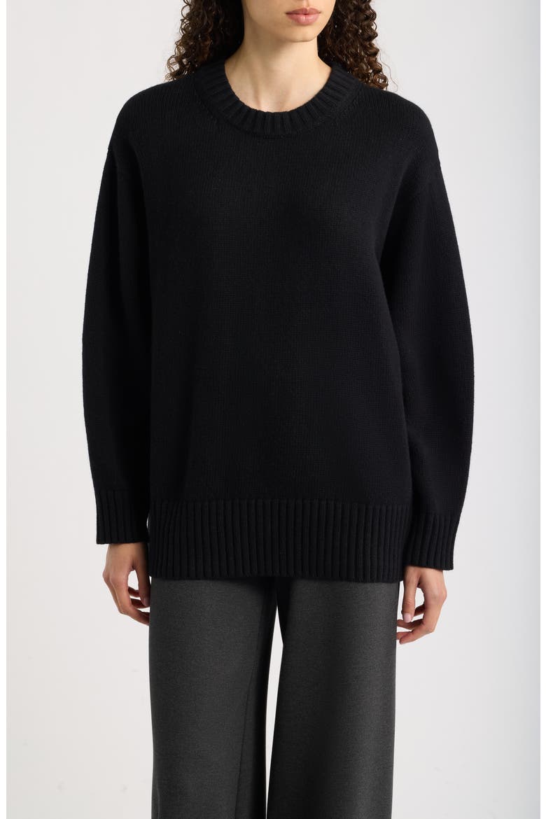 Organic Cotton & Recycled Cashmere Crewneck Sweater, Main, color, BLACK