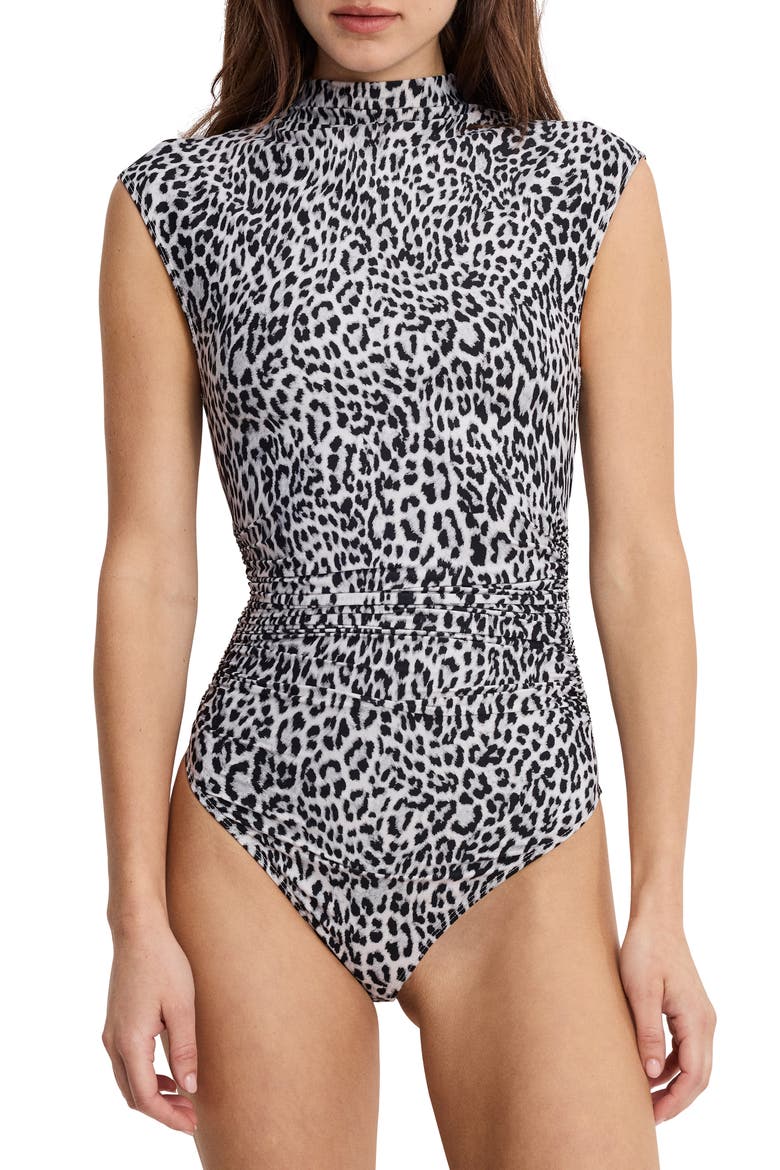 Weightless Mock Neck Bodysuit, Alternate, color, BLACK AND GREY LEOPARD