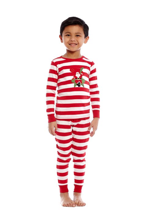 Kids Cotton Two-Piece Printed Holiday Pajamas