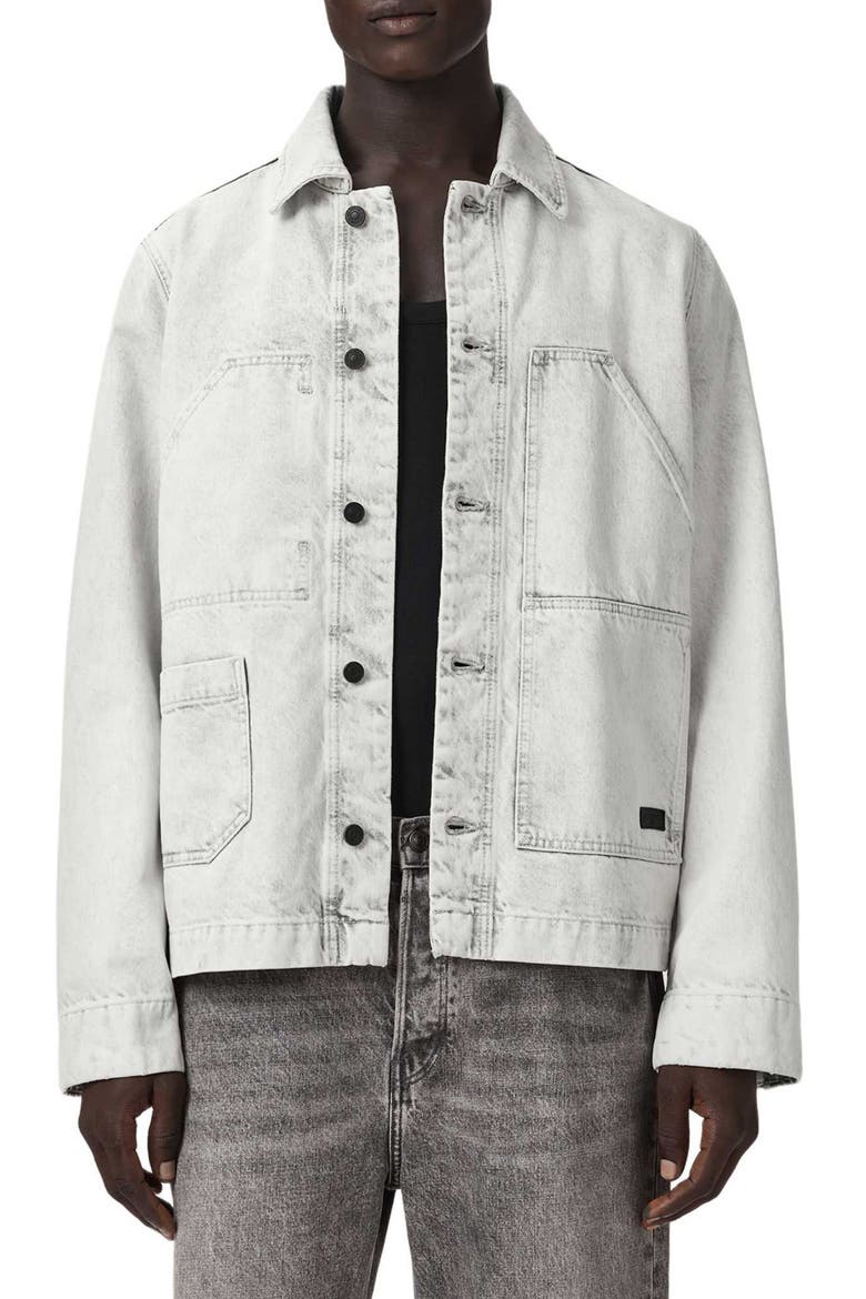 Denim Shacket, Main, color, BLEACHED GREY