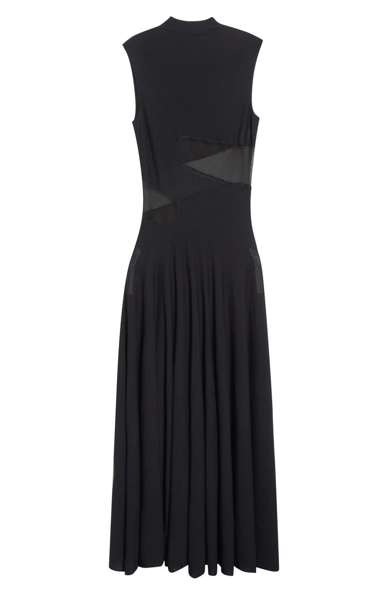 Alaïa Cutout Waist Sleeveless Jersey Fit & Flare Dress, Alternate, color, Noir Alaia