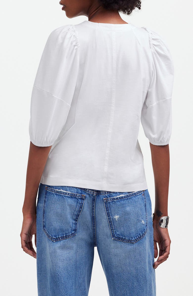 Madewell Puff Sleeve Cotton T-Shirt, Alternate, color, White
