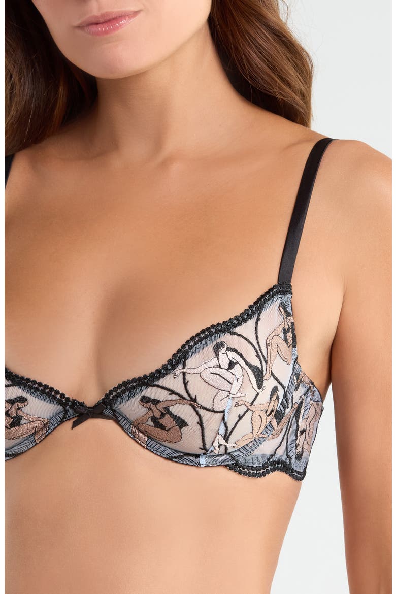 Gio Ponti Embroidered Underwire Demi Bra, Alternate, color, BLACK