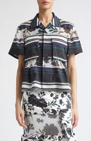 Sacai Pattern Mix Short Sleeve Button-Up Shirt