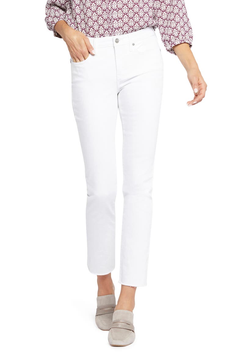 Sheri Frayed Hem Slim Jeans, Main, color, OPTIC WHITE