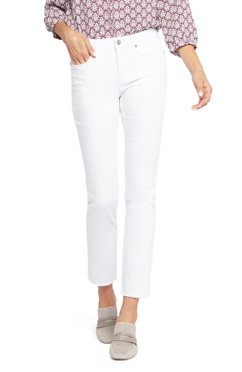 NYDJ Sheri Ankle Fray Hem Slim Jeans, Main, color, Optic White