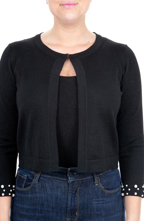 Imitation Pearl Cuff Bolero Cardigan