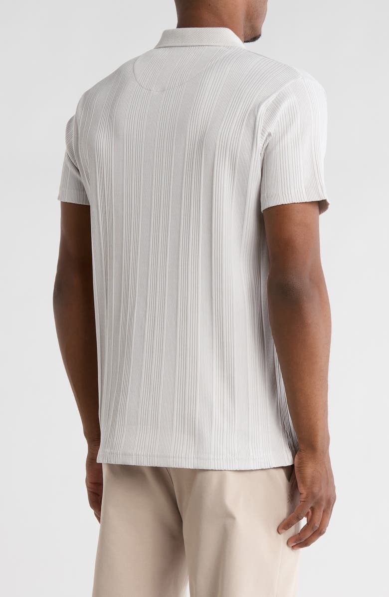 DENIM AND FLOWER Solid Textured Zip Polo, Alternate, color, Pearl Gray