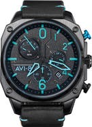 AVI-8 Hawker Hunter Retrograde Chronograph Leather Strap Watch, 45mm
