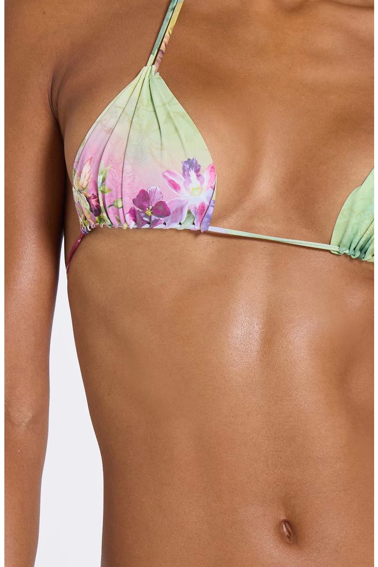 Melona Raw Edge Triangle Bikini Top, Alternate, color, GREEN