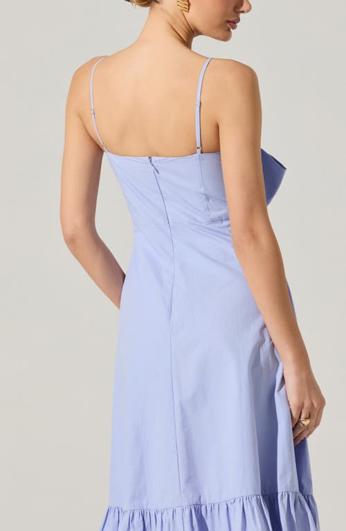 Astr The Label Twisted Bow Detail Cotton Dress In Blue