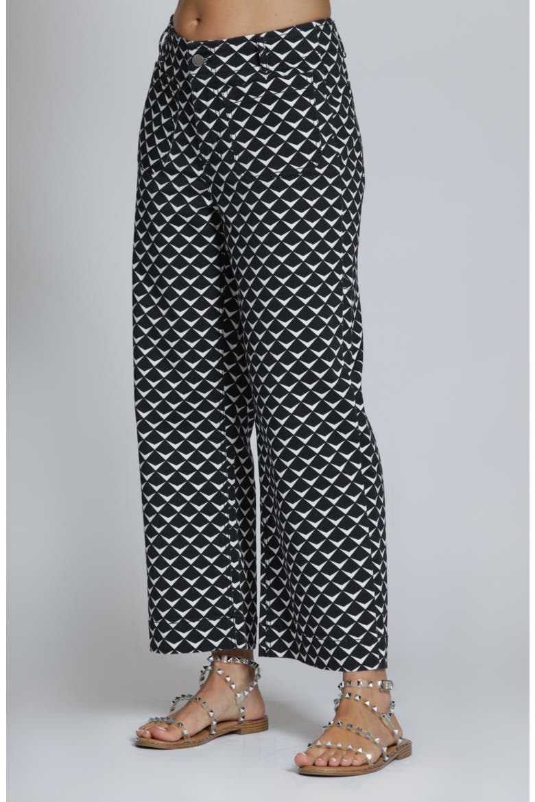 Print Wide Leg Ankle Jeans, Alternate, color, BLACKWHITE