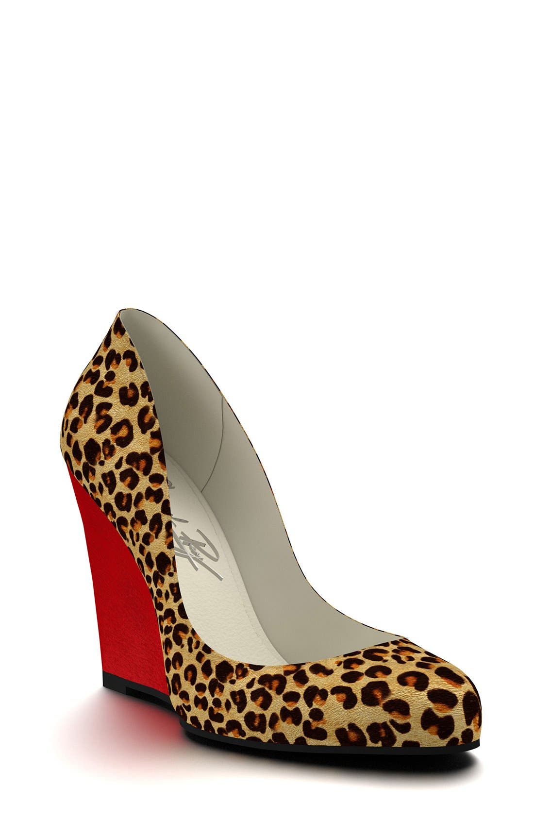 Shoes of Prey Leopard Genuine Calf Hair Wedge Pump, Main, color, 