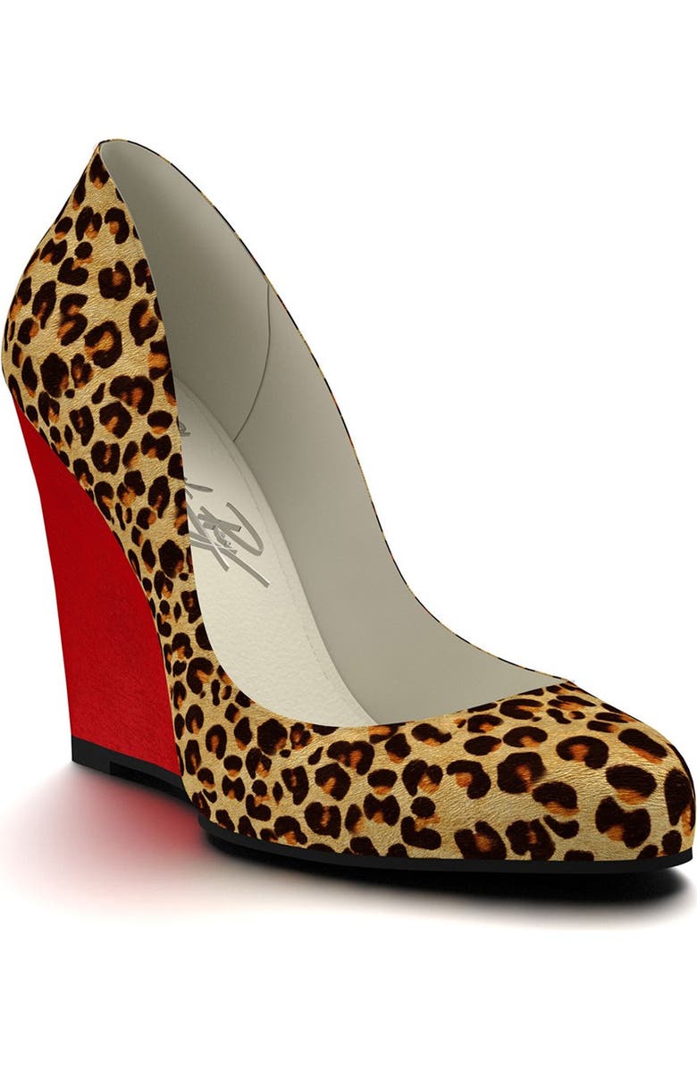 Shoes of Prey Leopard Genuine Calf Hair Wedge Pump, Main, color,