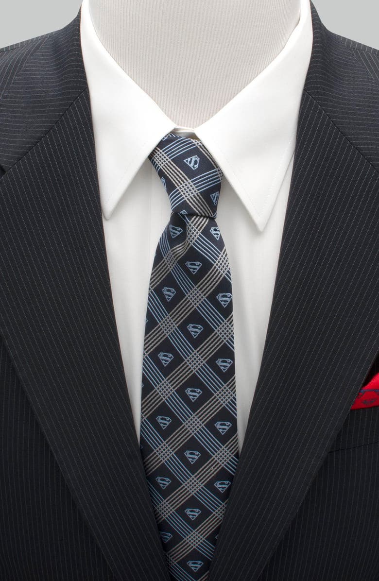 Cufflinks, Inc. Superman Shield Silk Tie, Alternate, color, Grey/ Navy