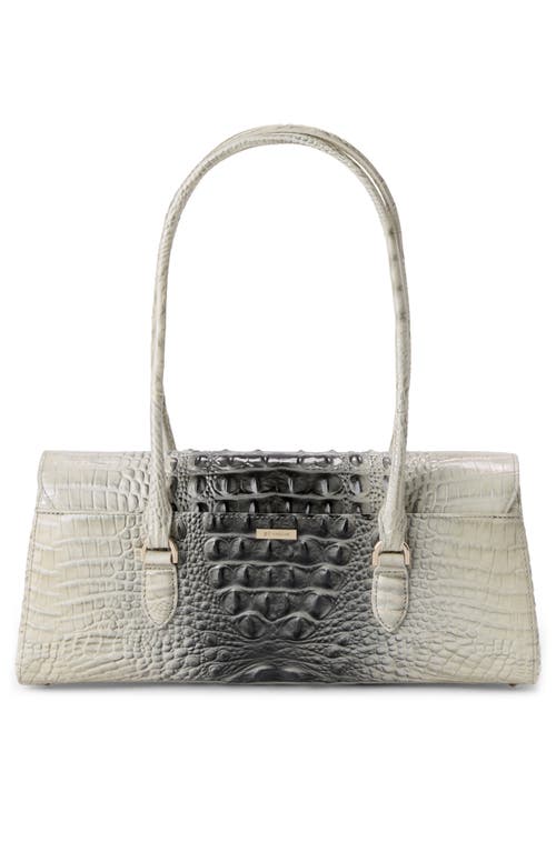 Brahmin Dayan Croc Embossed Leather Satchel In Gray