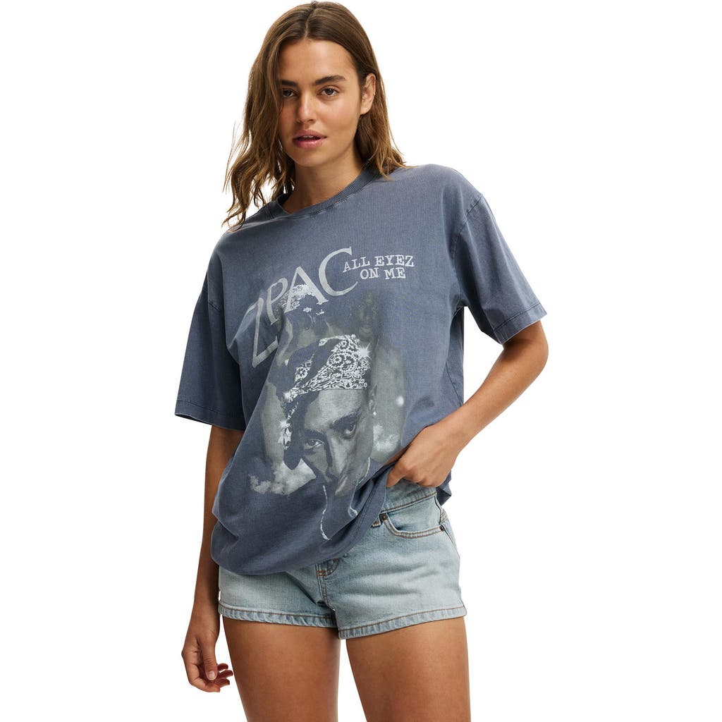 Cotton On The Lcn Music Boxy Graphic Tee In Blue
