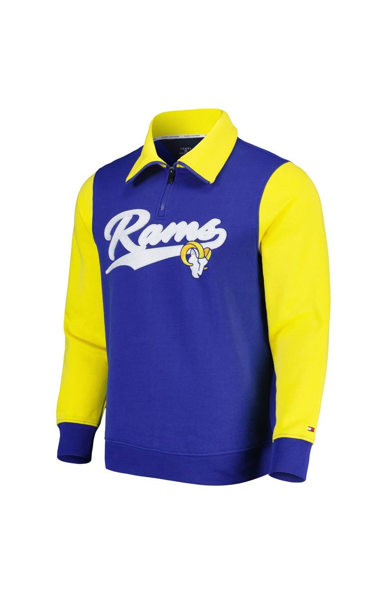 Tommy Hilfiger Men's Tommy Hilfiger Royal/Gold Los Angeles Rams Aiden Quarter-Zip Sweatshirt, Alternate, color, Royal