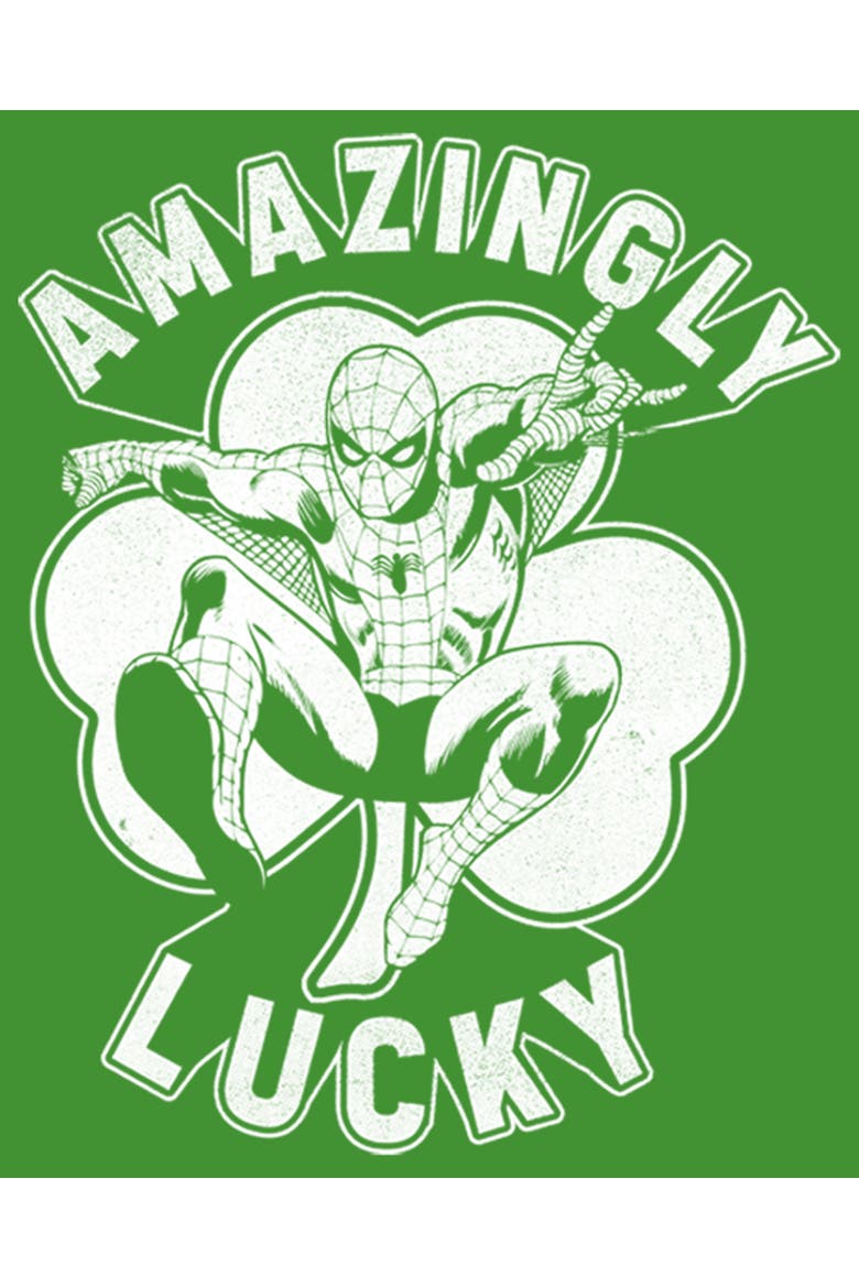 Boy's Marvel St. Patrick's Day Spider-Man Lucky Clover  Graphic T-Shirt, Alternate, color, Kelly Green