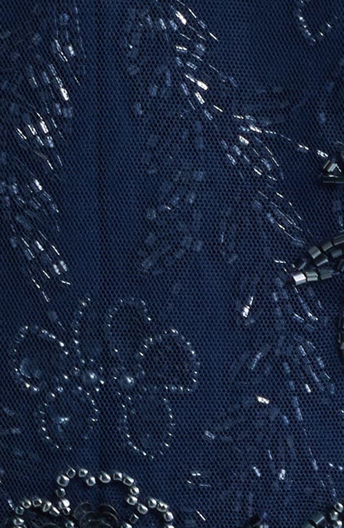 Pisarro Nights Beaded Mesh Gown With Jacket In Blue