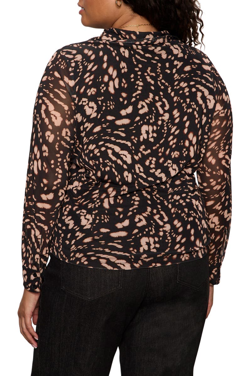 Sanctuary Fitted Mesh Button-Up Shirt, Alternate, color, Nocturnal Black