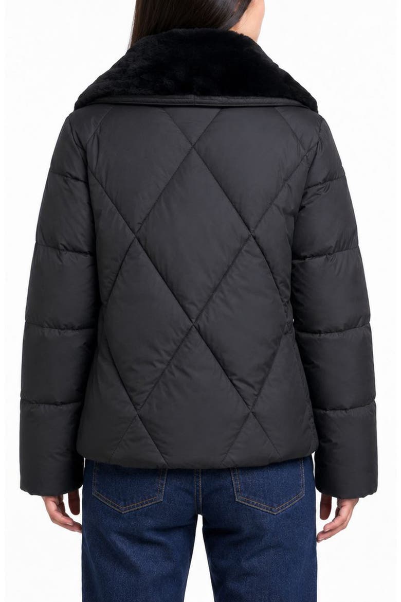 Genuine Shearling Collar 700 Fill Power Down Jacket, Alternate, color, BLACK