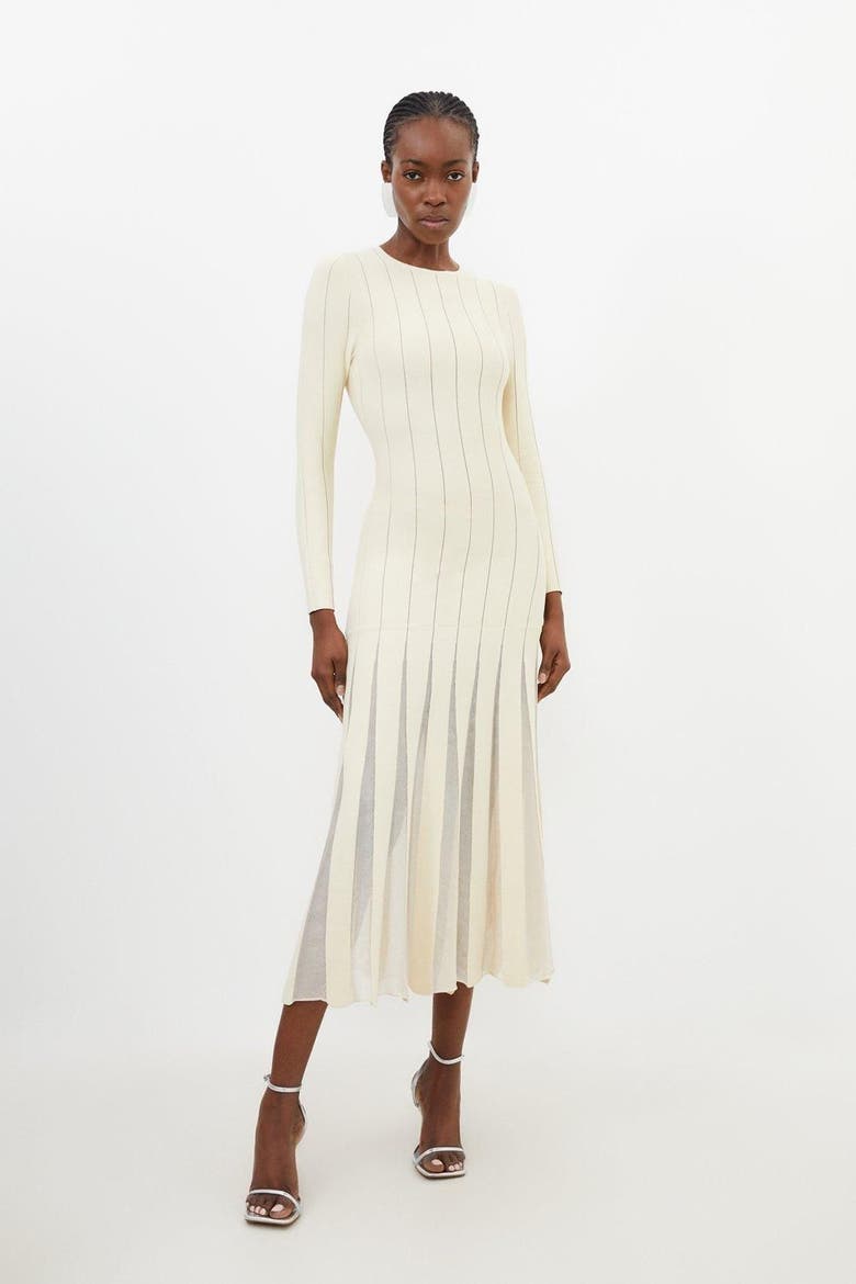 Filament Full Skirt Knit Midi Dress, Main, color, Ivory