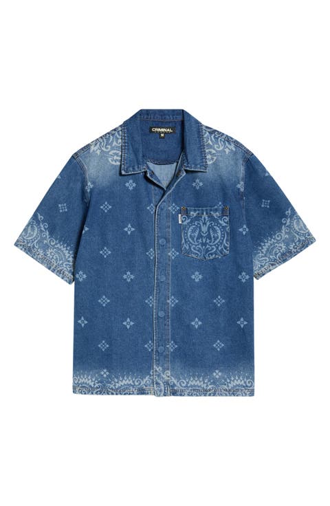 Laser Print Denim Shirt