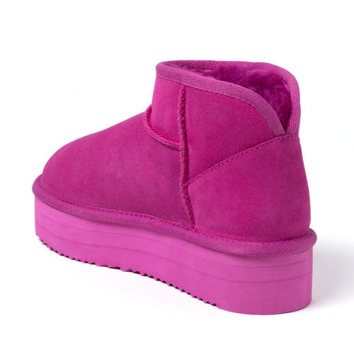 Dearfoams Fireside Kingston Genuine Shearling Platform Bootie In Mystic Purple