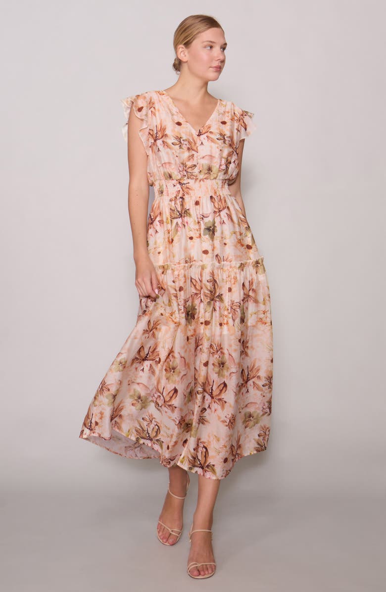 MELLODAY Flutter Sleeve Maxi Dress, Alternate, color, 