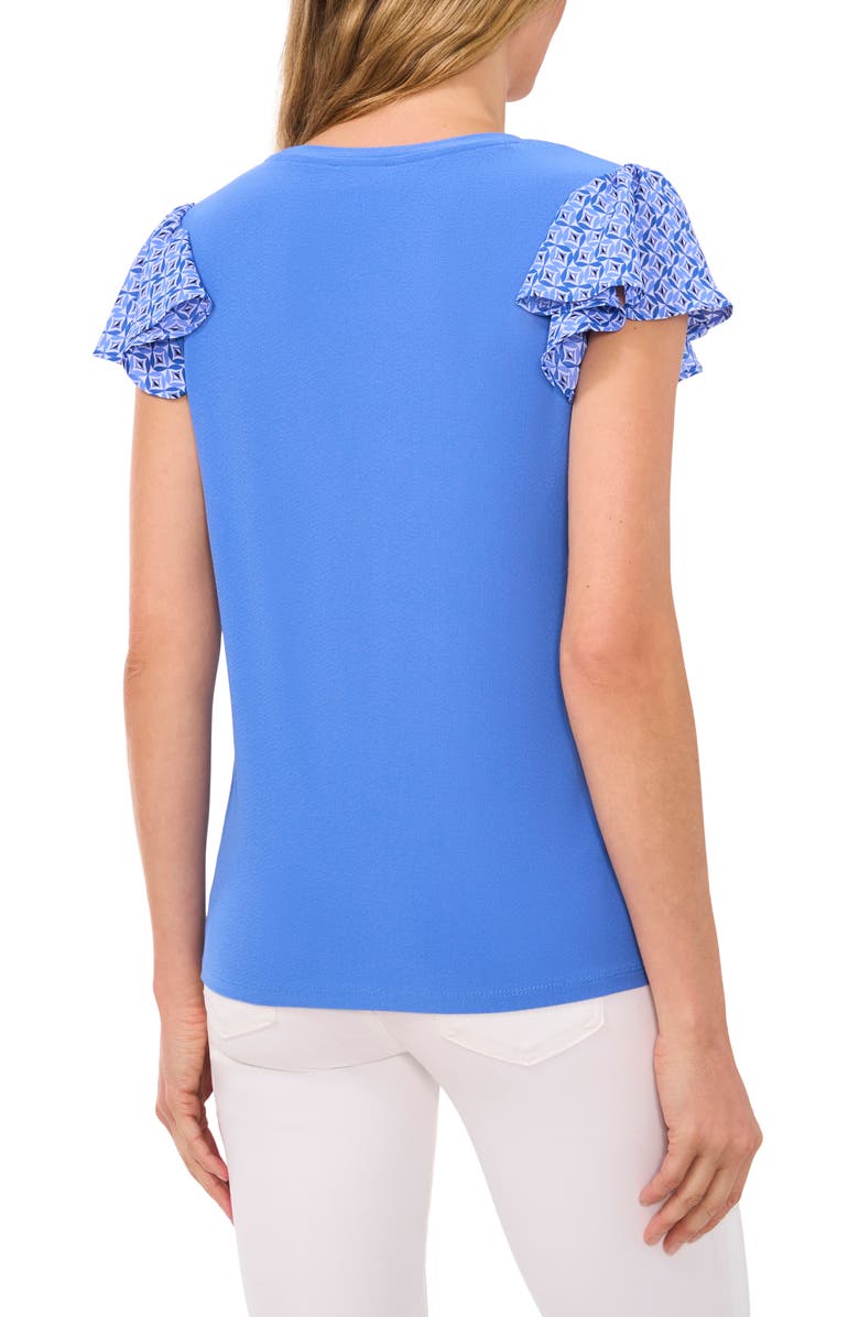 CeCe Mixed Media Flutter Sleeve Knit Top, Alternate, color,