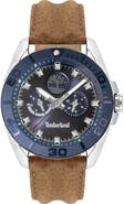 Timberland Fairhill Multifunction Leather Strap Watch, 44mm