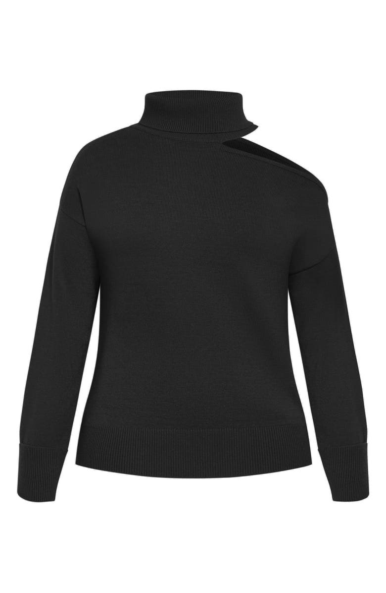 City Chic Cold Shoulder Turtleneck Sweater, Alternate, color, 