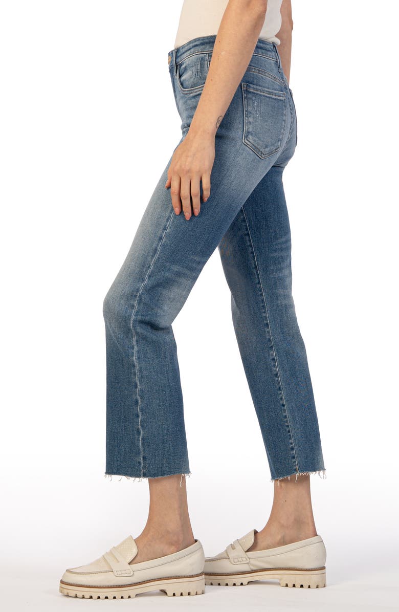 KUT from the Kloth Kelsey Fab Ab High Waist Raw Hem Ankle Flare Jeans, Alternate, color, Perceptual W/Me
