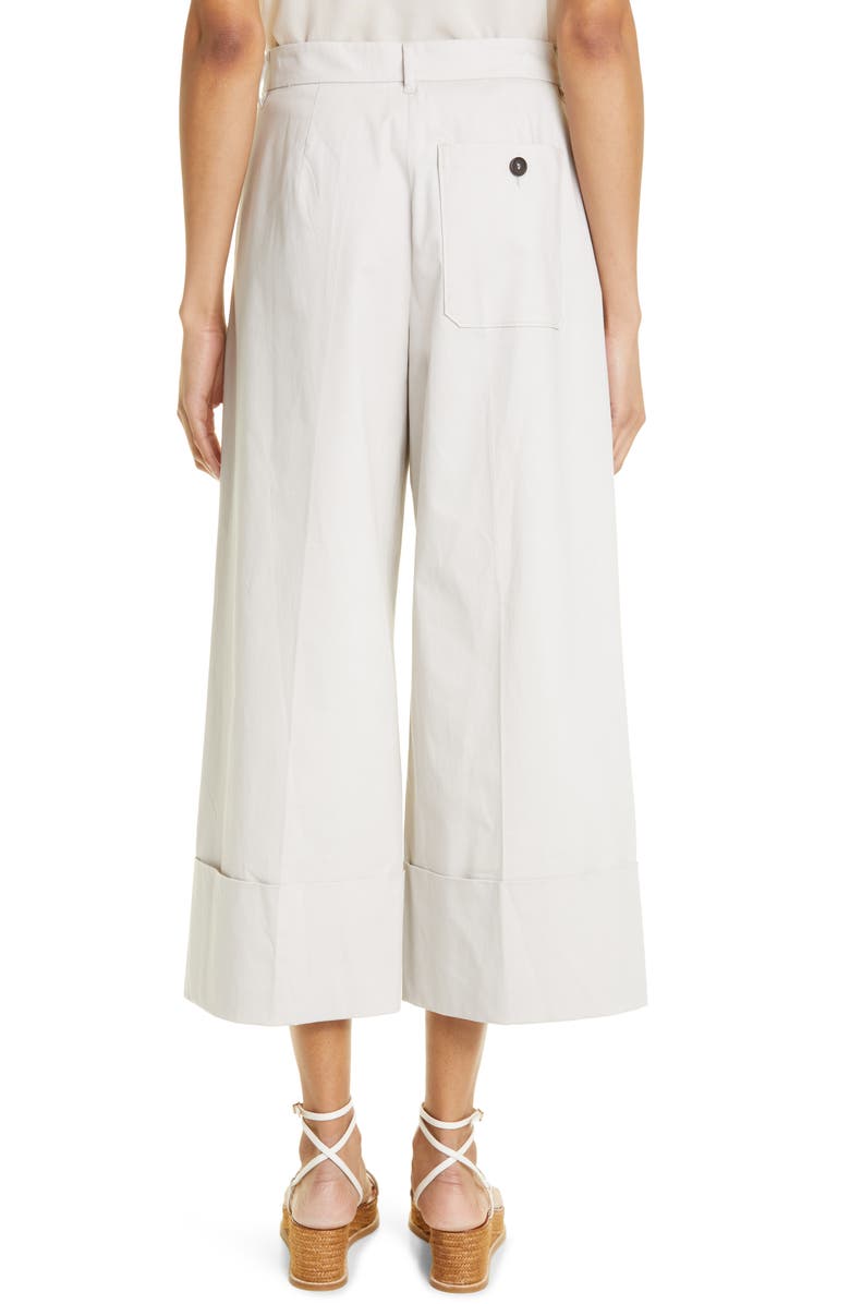 Max Mara Pina Crop Cuff Wide Leg Stretch Cotton Trousers, Alternate, color,
